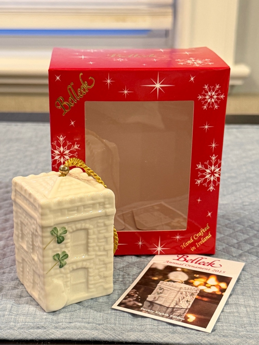 NIB Belleek Castle Caldwell Gatehouse Ornament